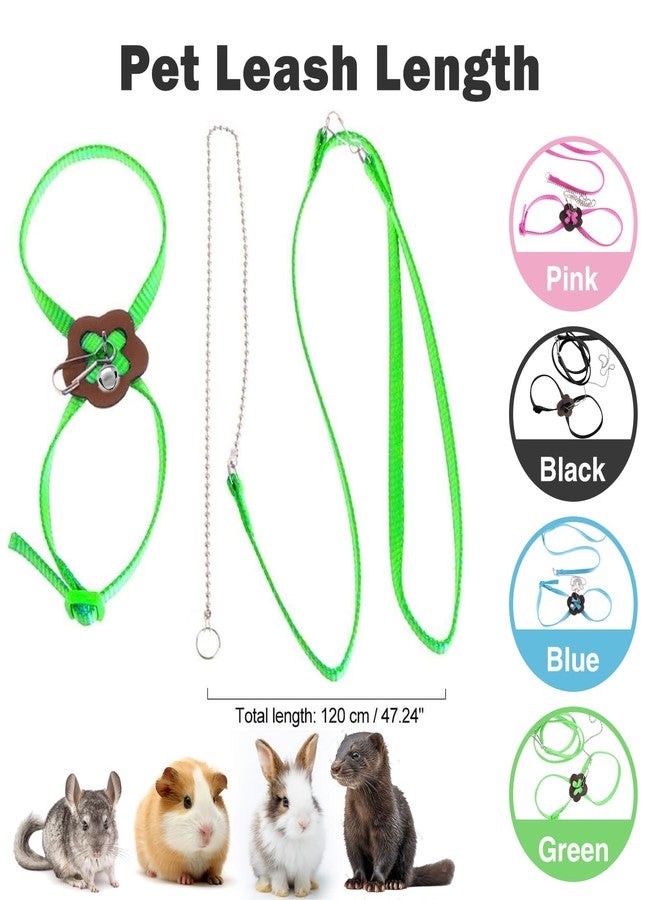 HOKABLE 2 Pack Adjustable Hamster Leash Harness for Harness for Ferret Baby Rabbit Hamster Rat Mouse Leash Lead with Bell (Green) - Image 3